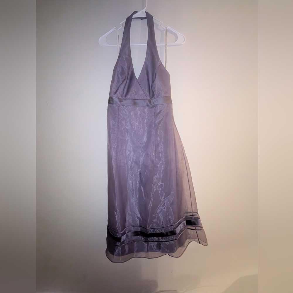NWT Davids Bridal Halter Organza Tea Length Lilac Dress Size 8